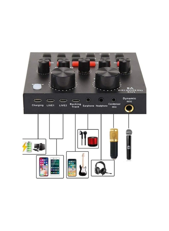 ACLIX Professional Condenser Microphone With V8s Sound Card & Microphone stand - Image 3